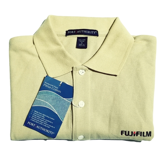 Fujifilm Embroidered Logo Mens Sand Pima Cotton Port Authority Polo Shirt Small - Picture 4 of 7